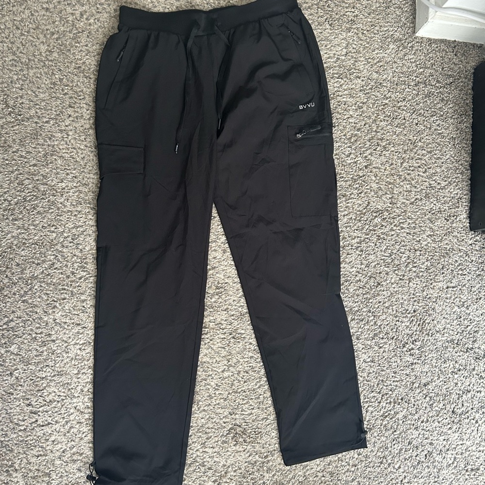 Black Track Pants Straight Leg Full-Length